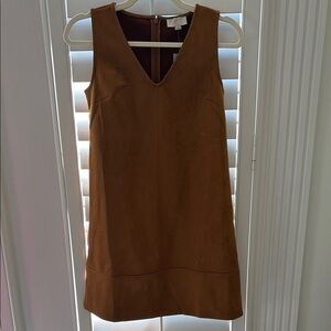 NWT Elegant Brown Suede Sleeveless Dress